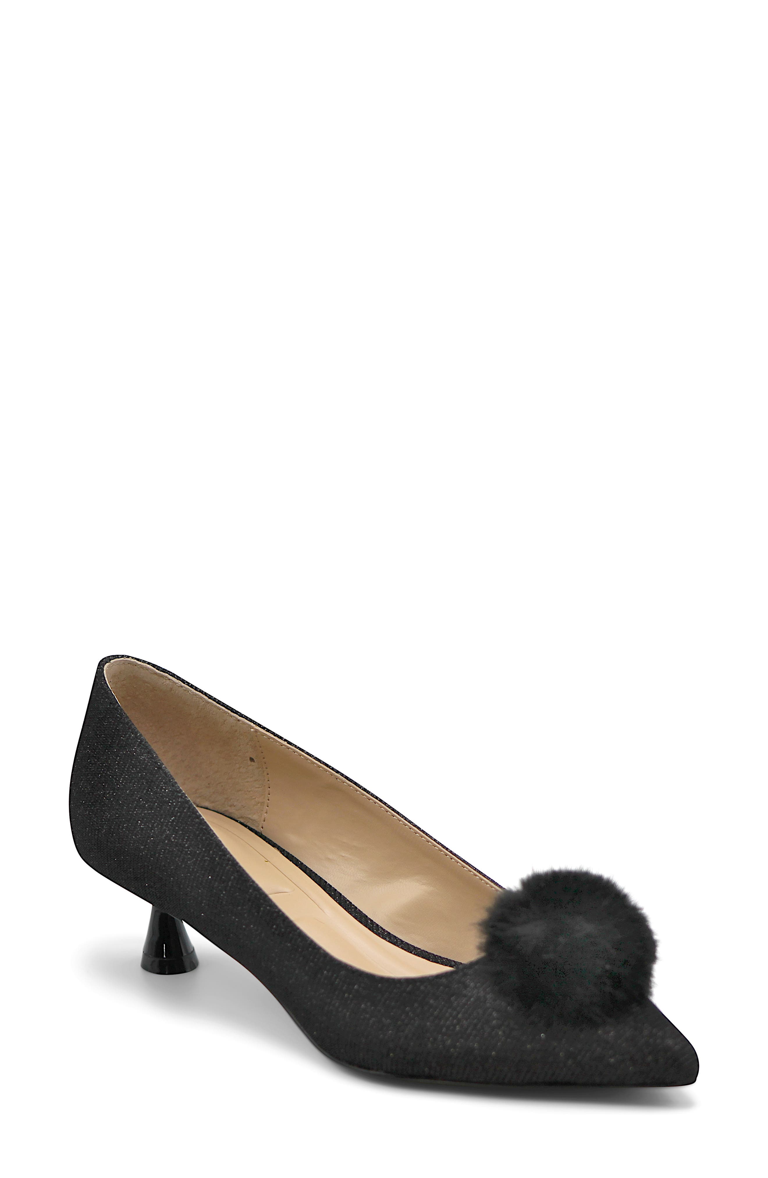 Charles by Charles David Amon Pointed Toe Kitten Heel Pump, Main, color, Black-Sparkle