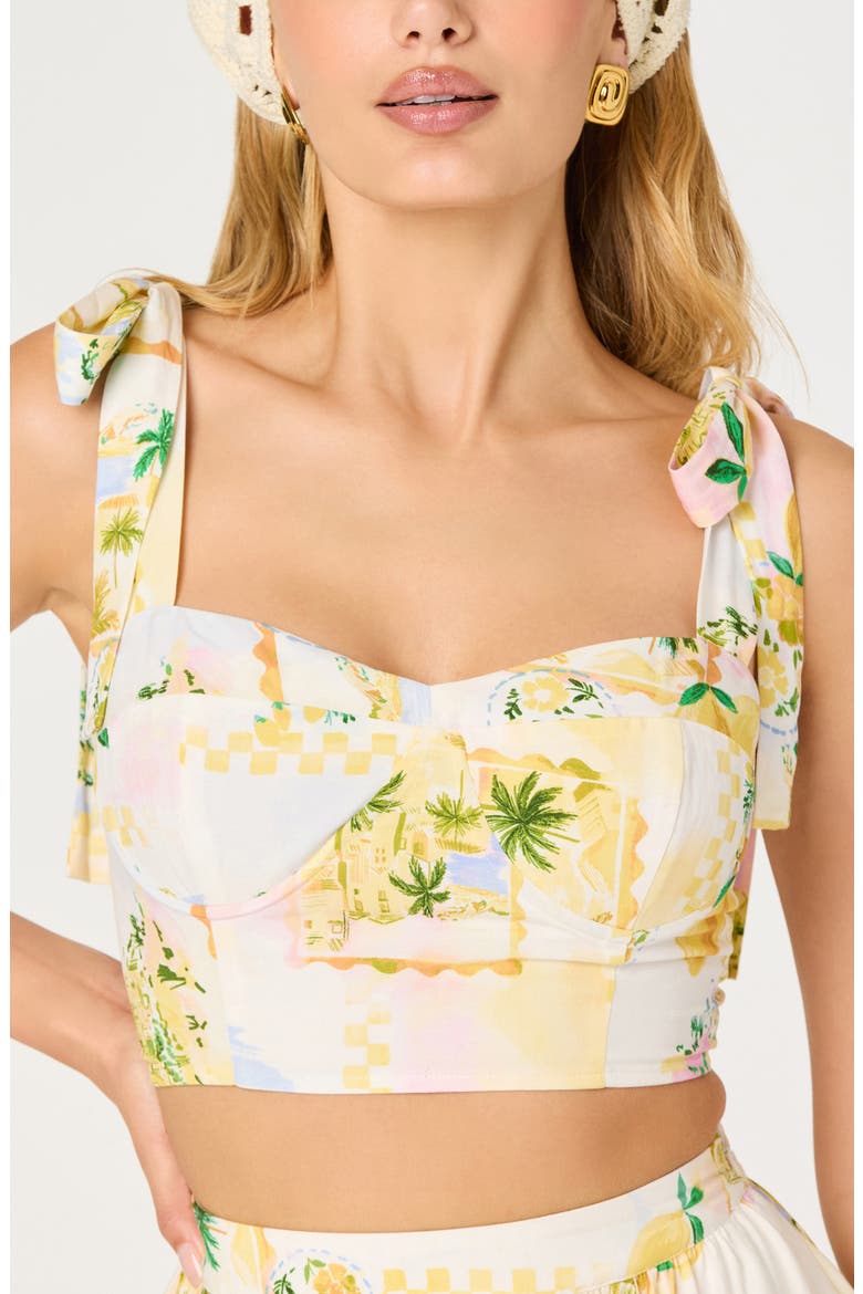 Kaleigh Tropical Print Crop Top, Alternate, color, LEMON PARADISE