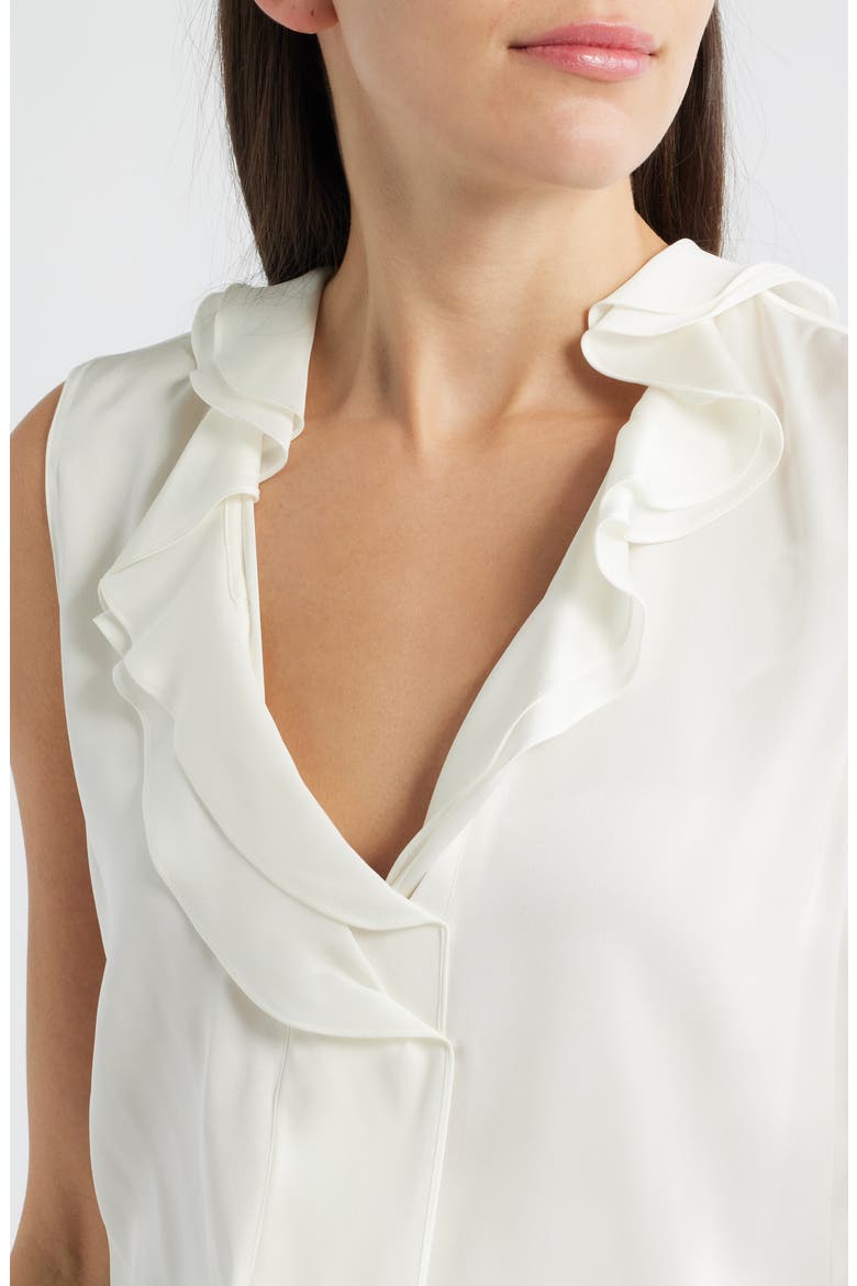 Kali Ruffle Sleeveless Stretch Silk Top, Alternate, color, IVORY