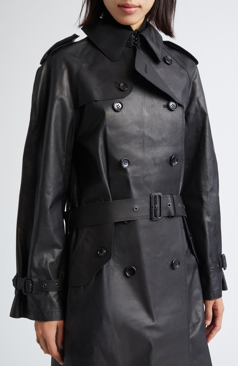 Junya Watanabe Leather Trench Coat, Alternate, color, Black