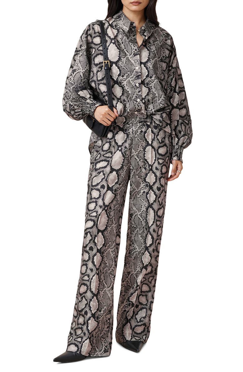 AllSaints Snakeskin Print Charli Pants, Alternate, color, 