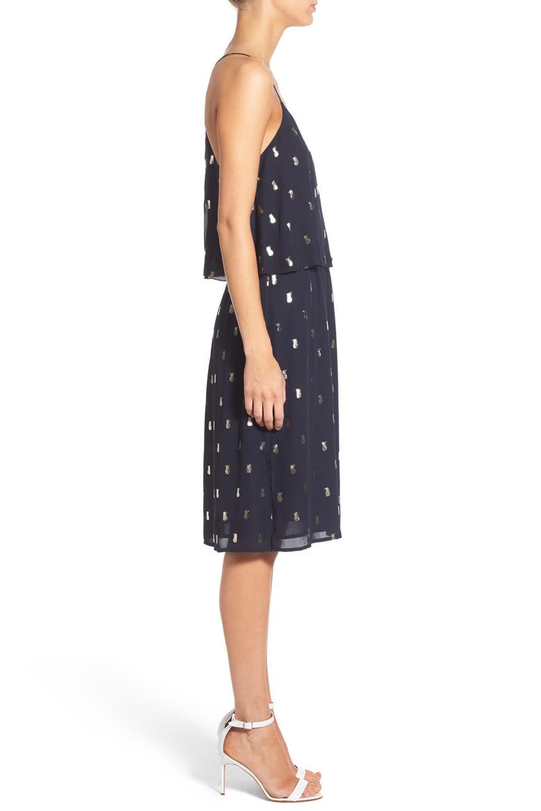 'Ella' Print Popover Dress, Alternate, color, METALLIC PINEAPPLE