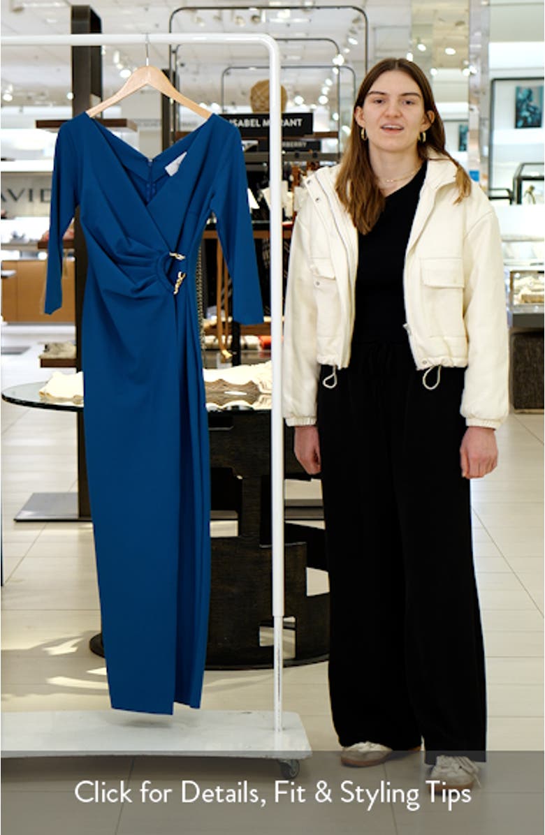 Chain Detail Surplice Neckline Contour Gown, sales video thumbnail