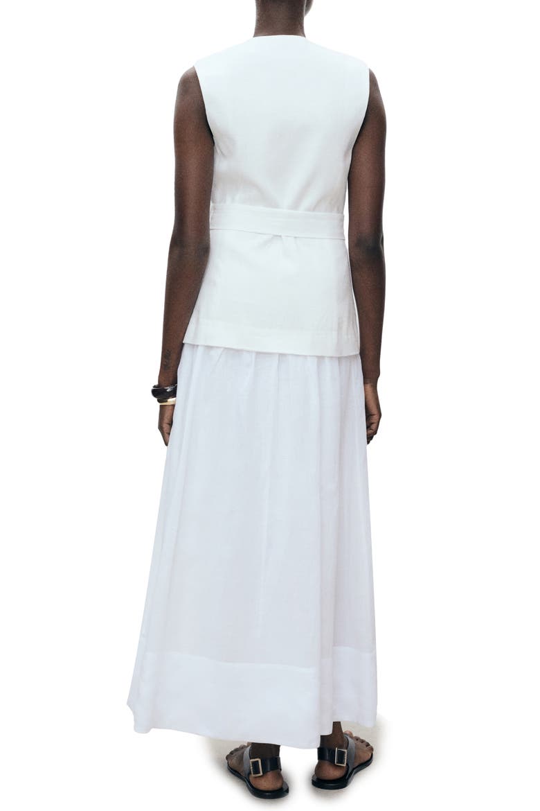 Mariona Sleeveless Belted Linen Maxi Dress, Alternate, color, WHITE