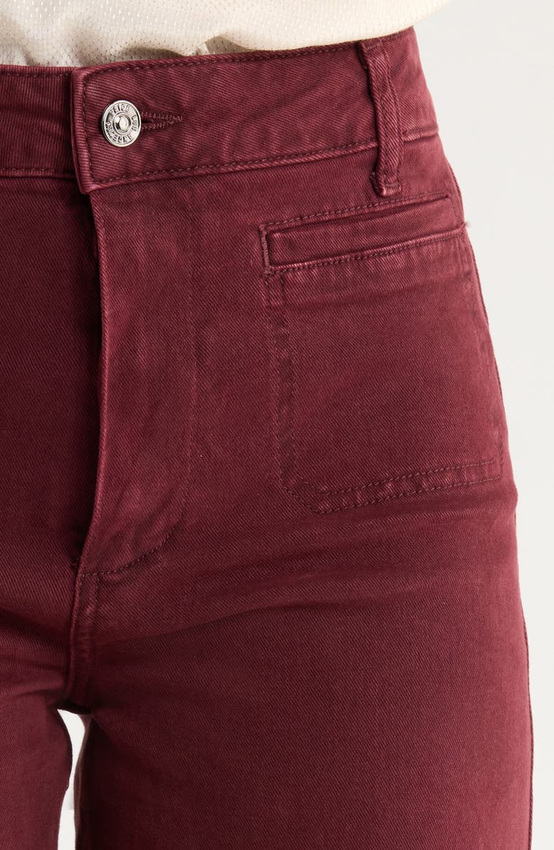 PAIGE Anessa High Waist Stitch Patch Pocket Wide Leg Jeans, Alternate, color, Vintage Dark Oxblood