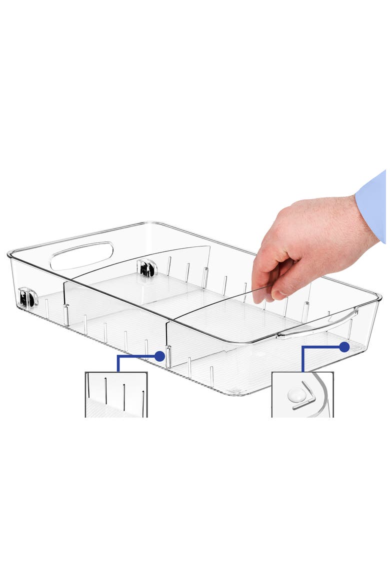 Large 2-Pack Fridge Storage Bins on Wheels, Alternate, color, CLEAR