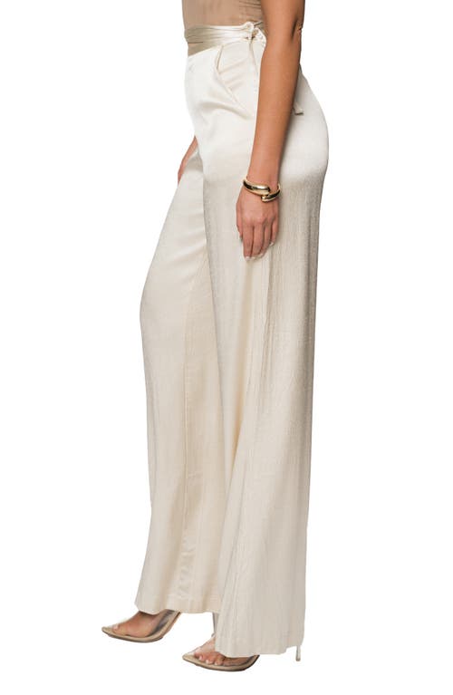 Jluxlabel Deserae Silk Blend Wide Leg Pants In Cream