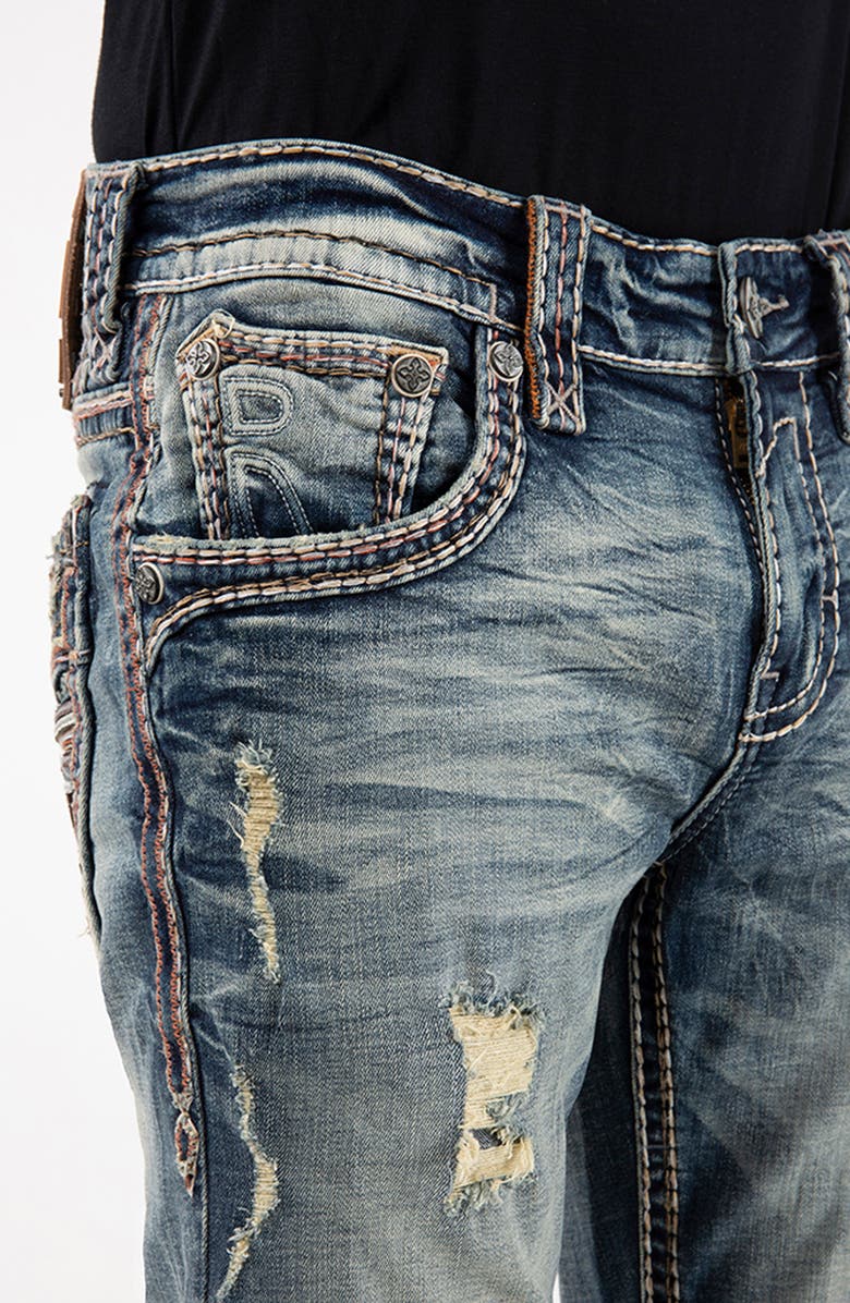 Rock Revival Alternative Rip & Repair Straight Leg Stretch Jeans, Alternate, color, 