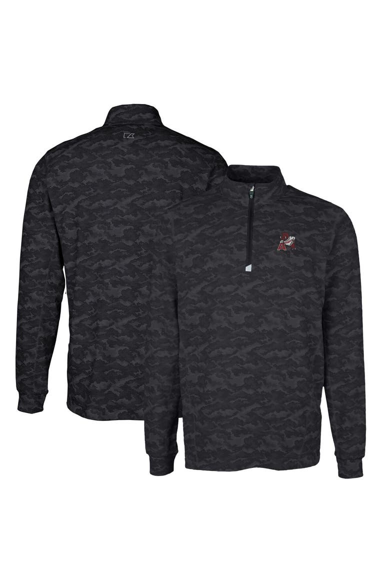 Men's Cutter & Buck Black Arkansas Razorbacks Vault Big & Tall Traverse Camo Print Stretch Quarter-Zip Pullover Top, Alternate, color, Black