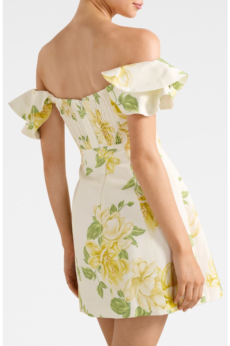 Kenzie Floral Off the Shoulder Linen Blend Minidress, Alternate, color, VILLA FLORAL
