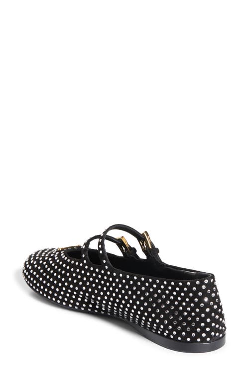 Prada Crystal Saffiano Dual Mary Jane Ballerina Flats In Cristal
