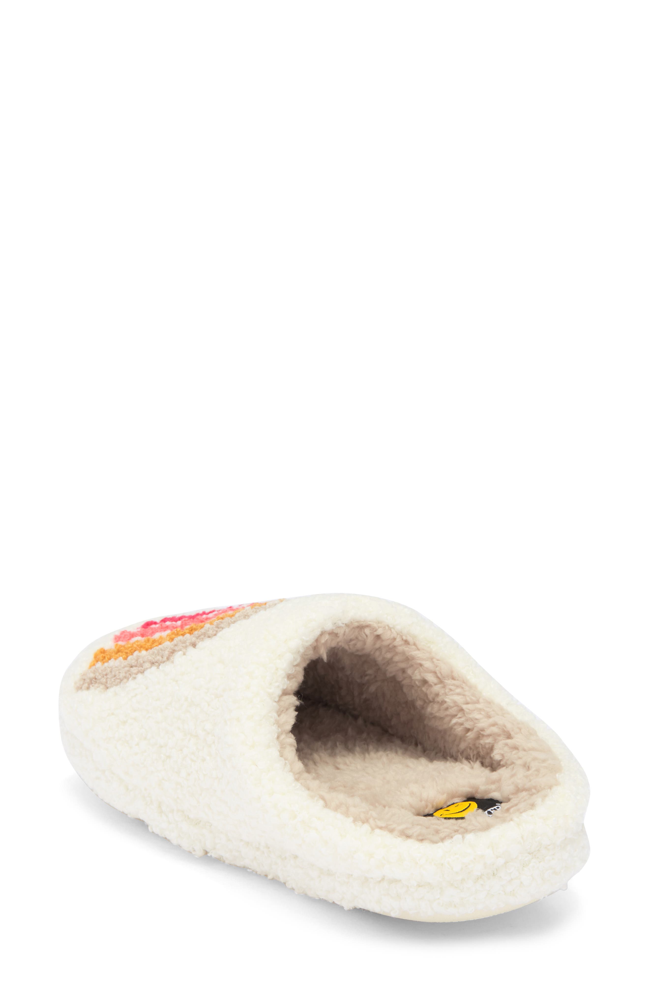JOE BOXER Faux Shearling Rainbow Clog Slipper, Alternate, color, Ivory