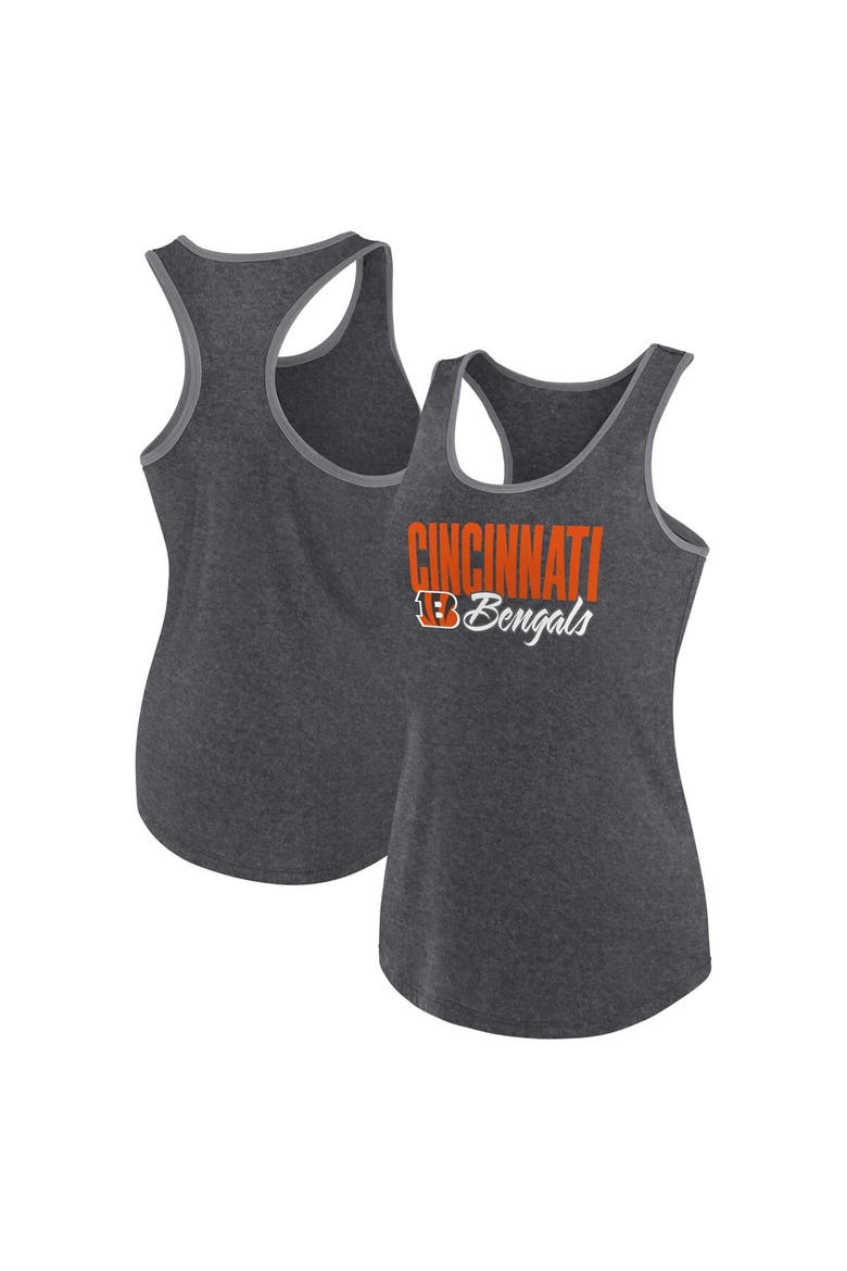 Women's Fanatics Branded Heather Black Cincinnati Bengals Plus Size Fuel Tank Top, Alternate, color, Heather Black