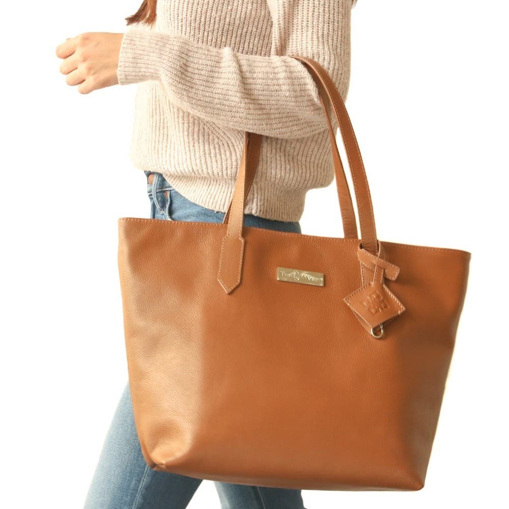 Martina Leather Tote, Alternate, color, Tan