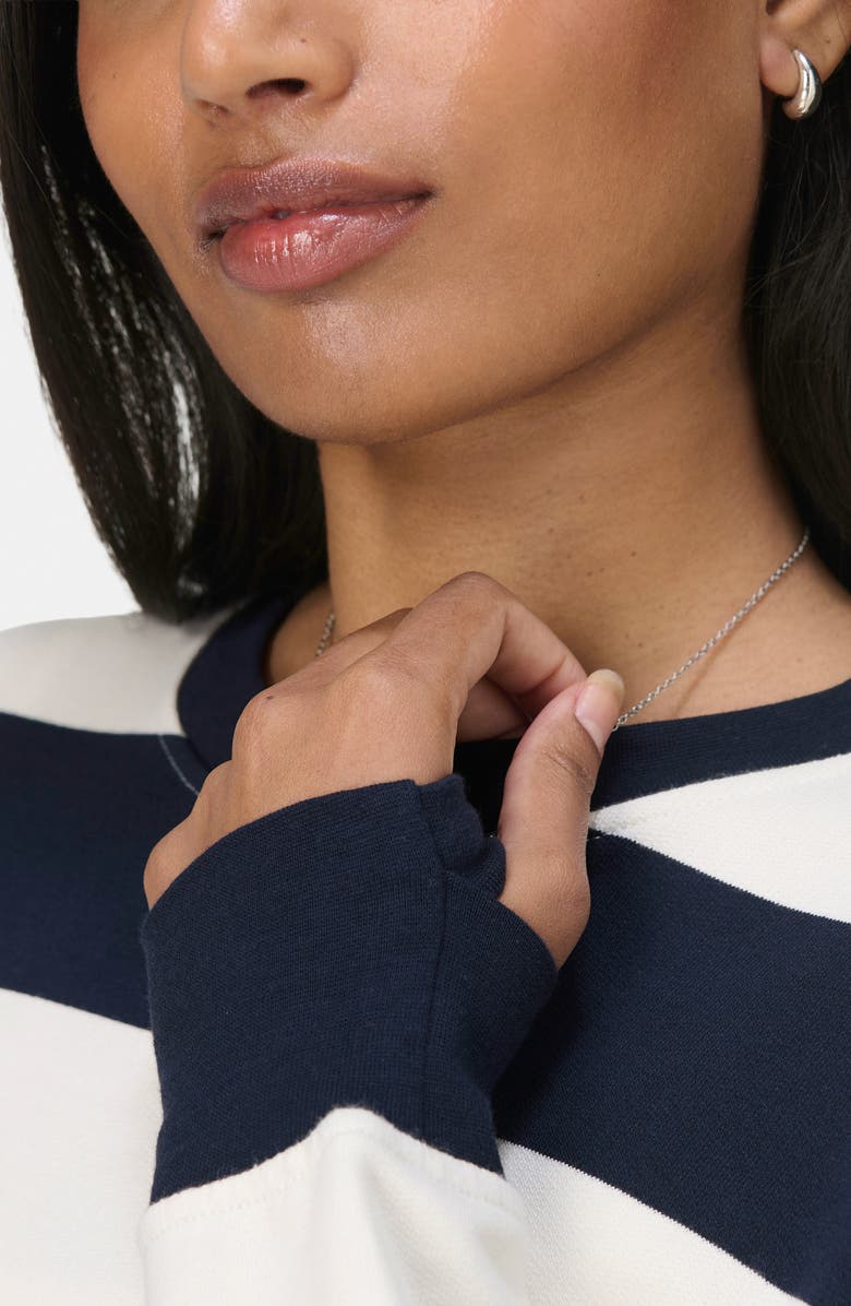 Sweaty Betty After Class Crop Sweatshirt, Alternate, color, White/ Navy Blue Large Stripe