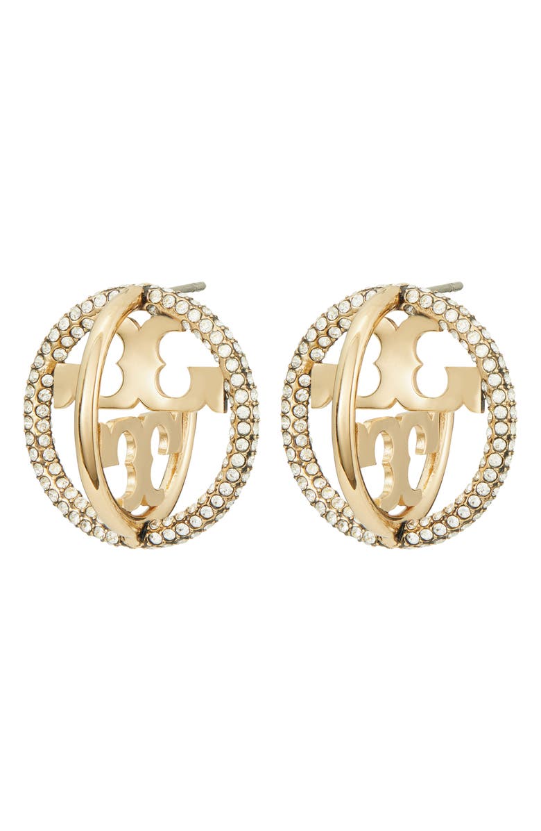 Tory Burch Miller Pavé Double Hoop Earrings, Main, color, 