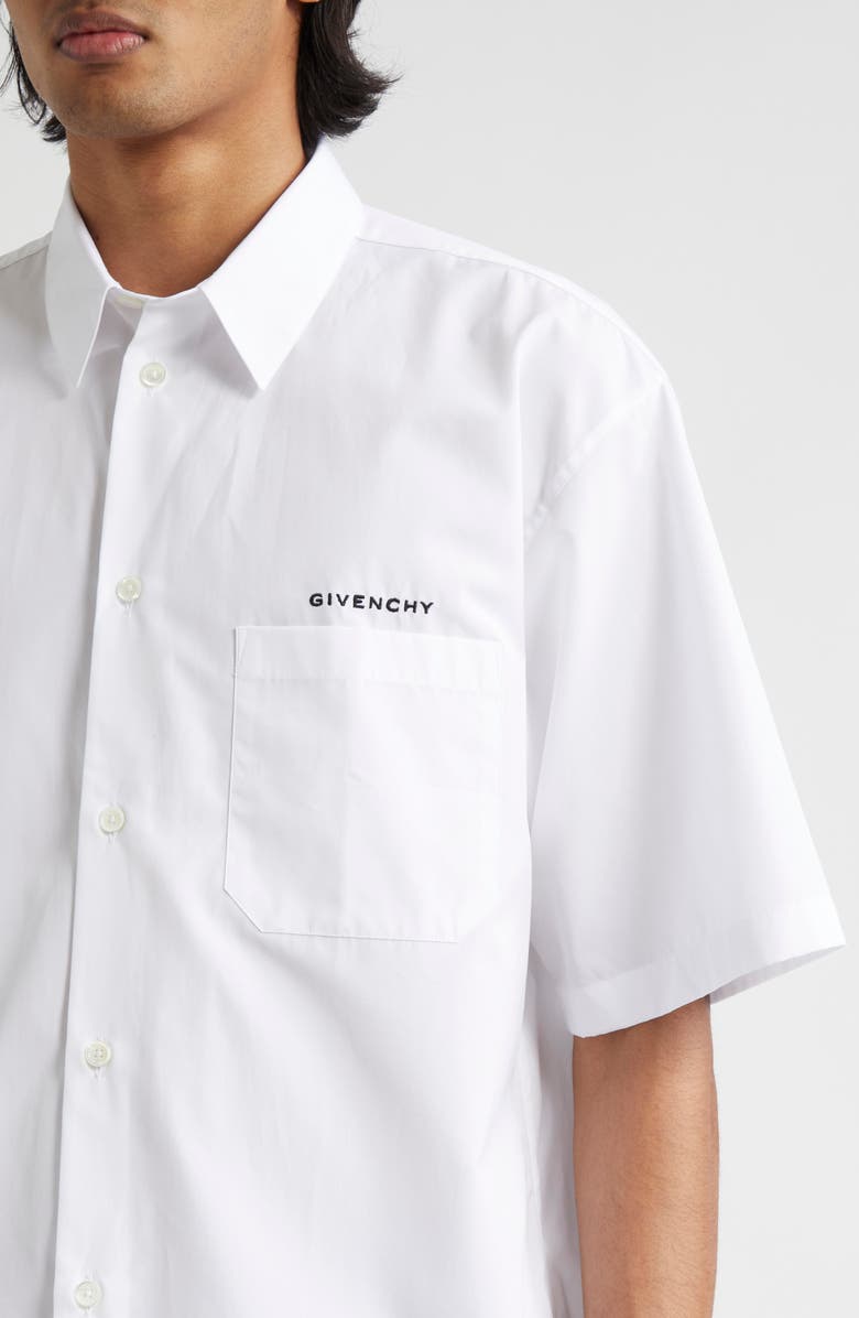 Givenchy Short Sleeve Cotton Poplin Button-Up Shirt, Alternate, color, 
