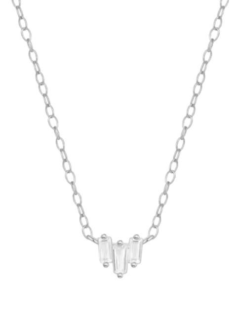 Starling Dainty Necklace with Three Emerald Cut Cubic Zirconia Stones
