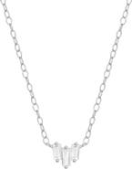 Hollywood Sensation Starling Dainty Necklace with Three Emerald Cut Cubic Zirconia Stones