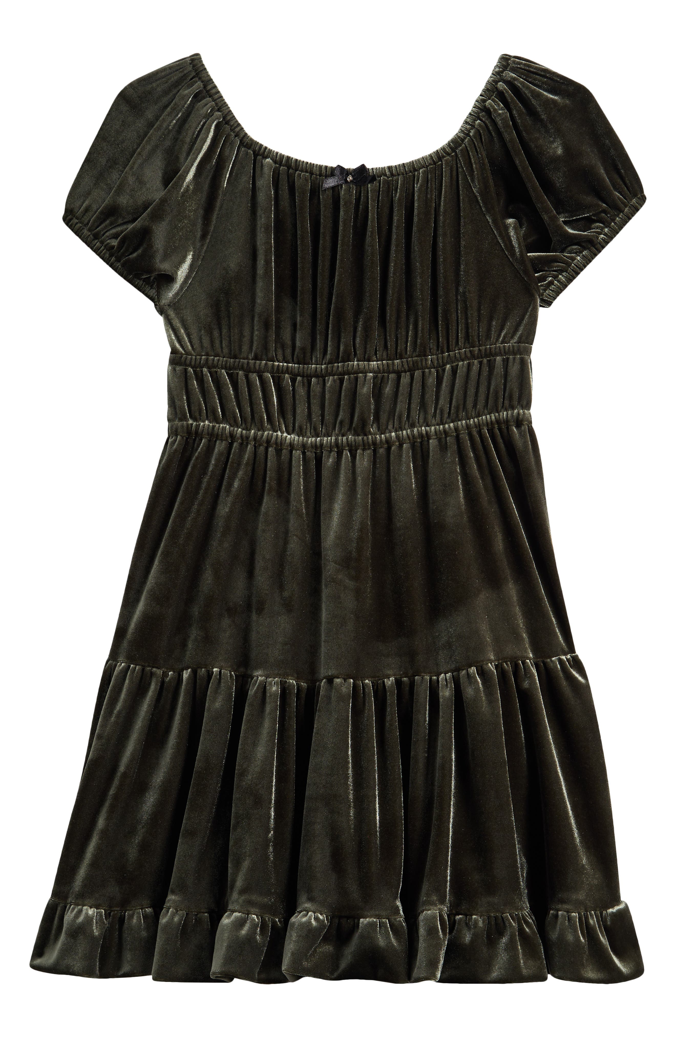 Ava & Yelly Kids' Tiered Velvet Babydoll Party Dress