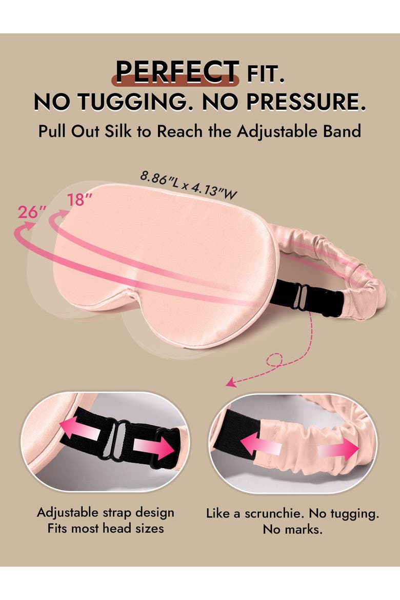 22 Momme Pure Silk 3D Adjustable Eye Mask, Alternate, color, Pink