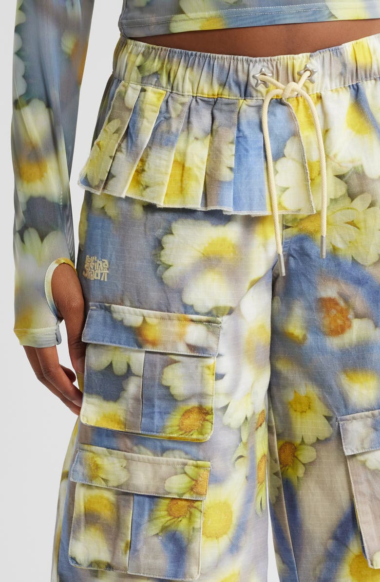 PUMA x Collina Strada Floral Cotton Ripstop Cargo Shorts, Alternate, color, Yellow Pear-Aop