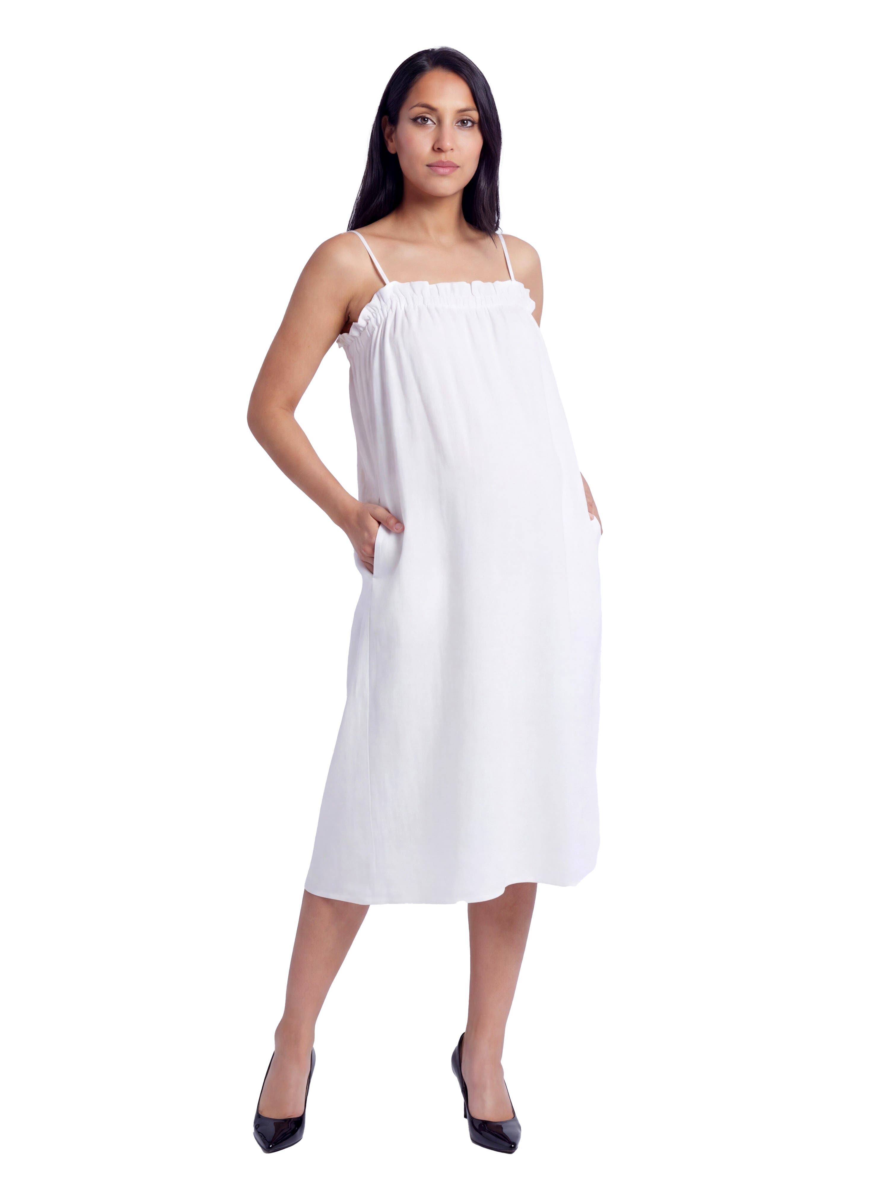 Maternity Essential Spaghetti Strap Smocked Pocket A-Line Maxi Dress - image 3