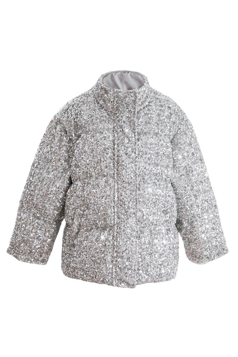 Glitter Puffer Jacket, Main, color, Grey