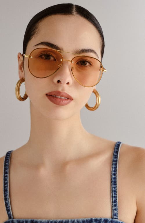 Aire Mirzam 60mm Aviator Sunglasses In Bright Gold/hazel Tint