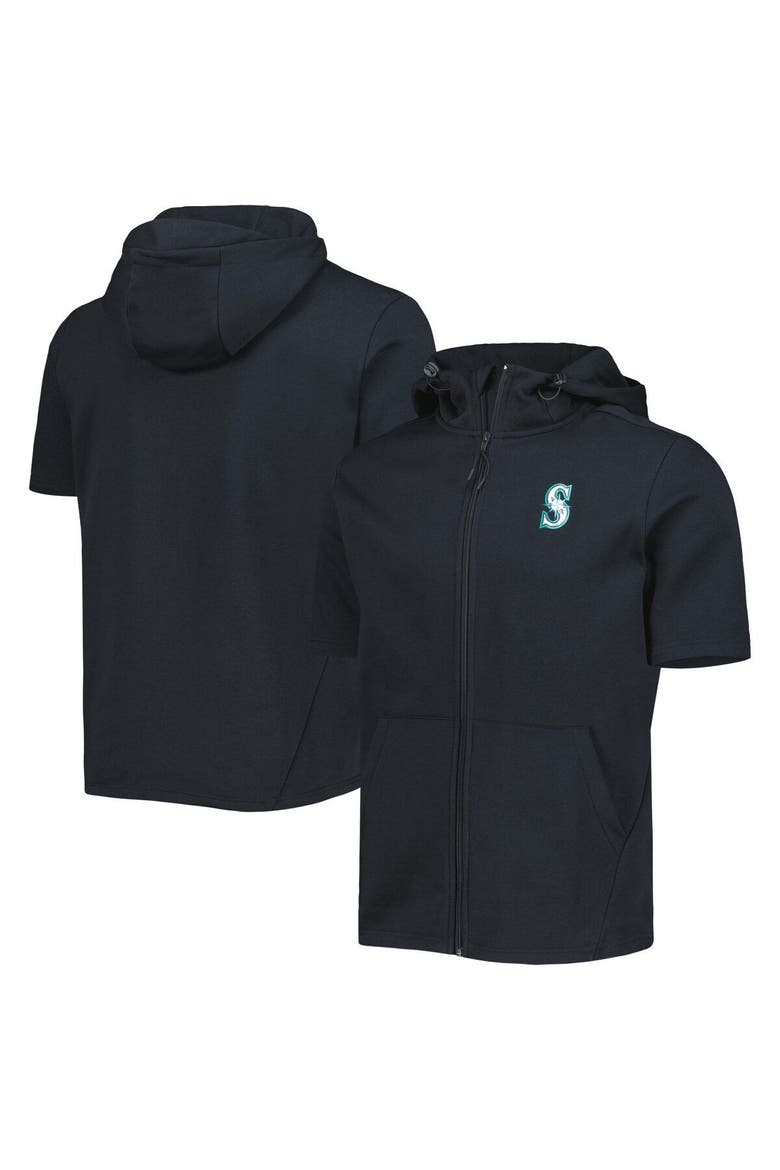 Men's Levelwear Black Seattle Mariners Recruit Full-Zip Short Sleeve Hoodie, Main, color, Black