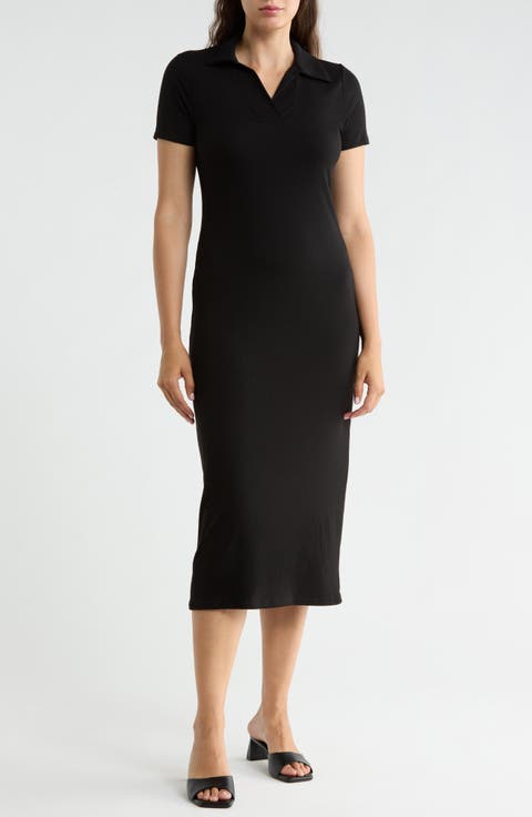 Johnny Collar Rib Midi Dress