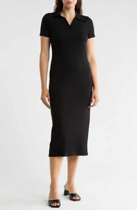 Johnny Collar Rib Midi Dress