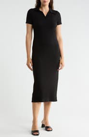 WEST K Johnny Collar Rib Midi Dress