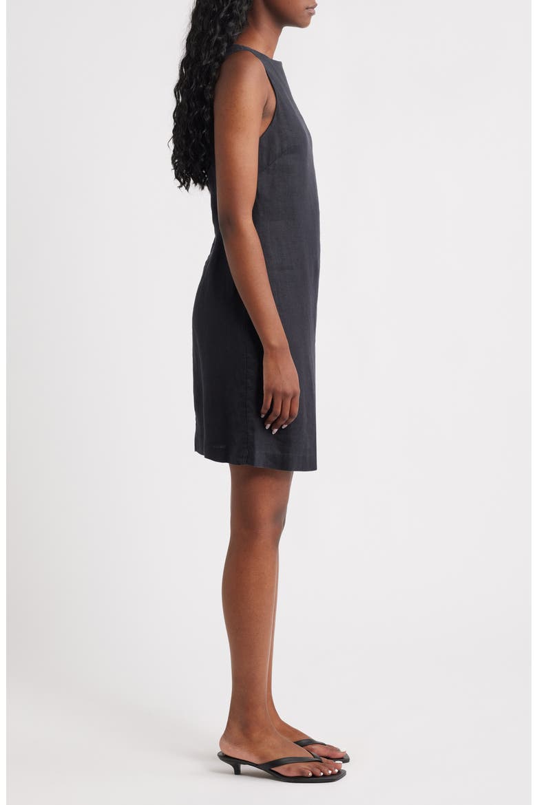 Sleeveless Linen Dress, Alternate, color, BLACK DARK