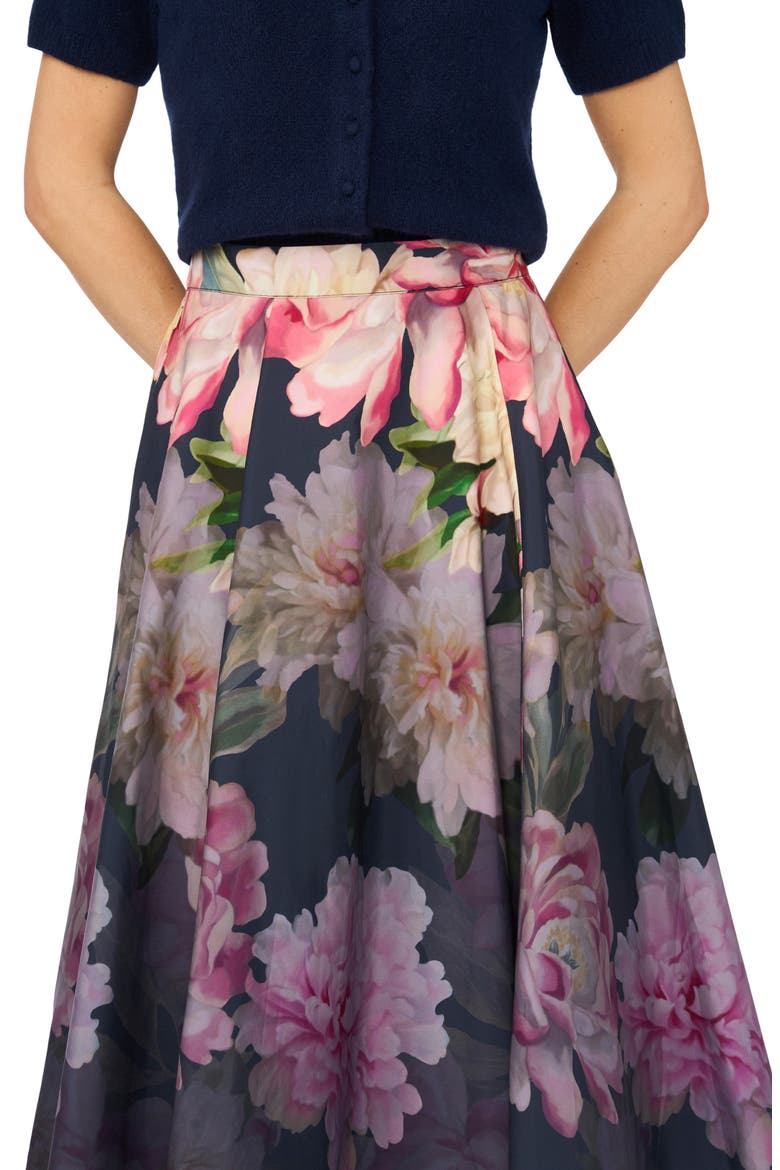 Ida Floral Circle Midi Skirt, Alternate, color, INDIGO NIGHT