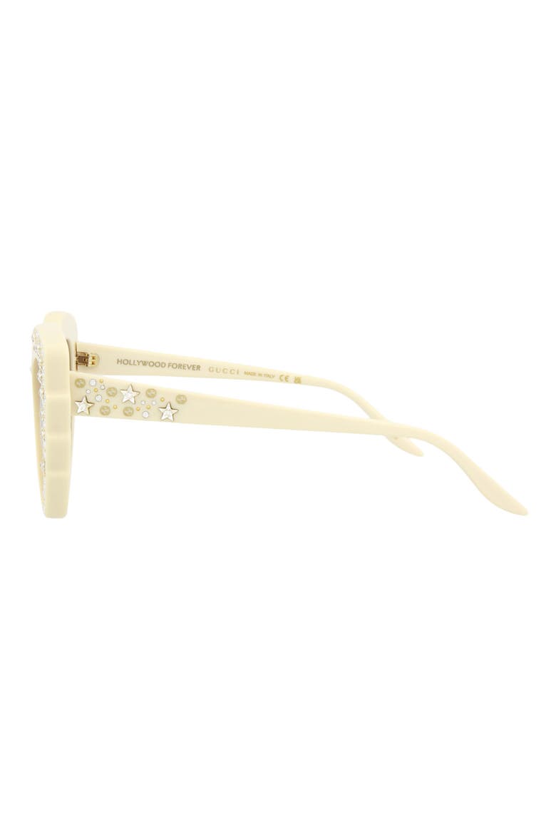 52mm Special Edition Rhinestone Cat Eye Sunglasses, Alternate, color, IVORY IVORY BROWN
