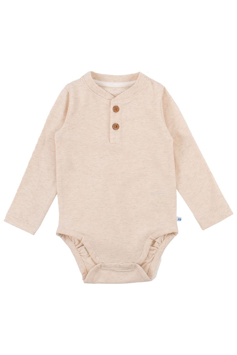 Baby Boys Knit Long Sleeve 2-button Henley Bodysuit, Main, color, Heathered Oatmeal