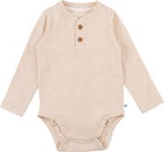 RuggedButts Baby Boys Knit Long Sleeve 2-button Henley Bodysuit
