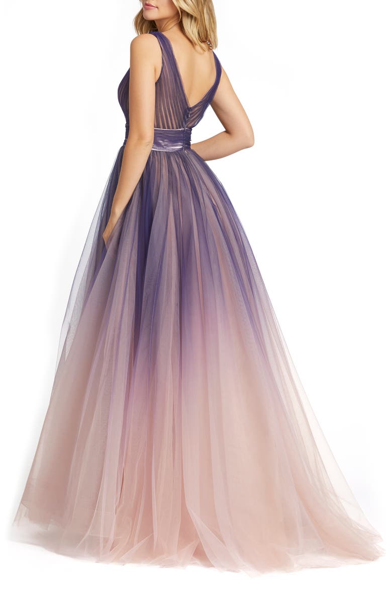 Sleeveless Ombre Tulle Ball Gown, Alternate, color, INDIGO OMBRE