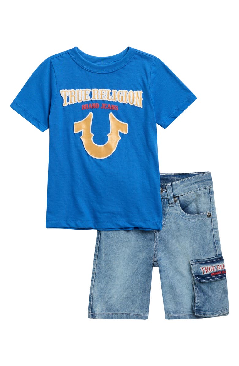 True Religion Kids' Horseshoe Logo Graphic T-Shirt & Shorts Set, Main, color, Daphn