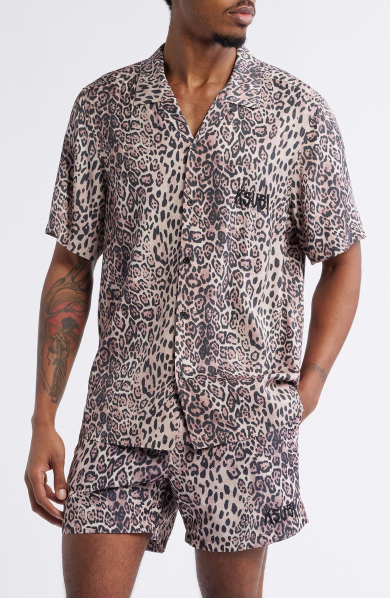 Ksubi Kingdom Resort Leopard Print Camp Shirt, Main, color, 
