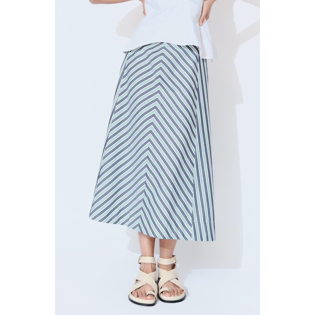 De Loreta Jutiapa Panelled A-line Cotton Midi Skirt In Blue
