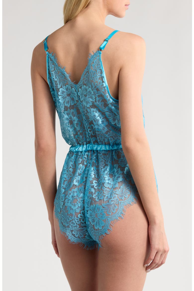 Floral Lace Teddy, Alternate, color, BLUE