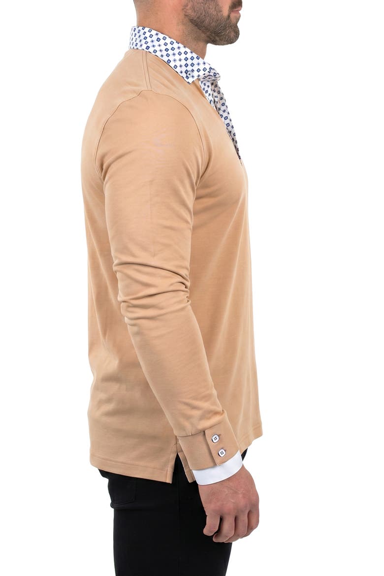 Newton Long Sleeve Polo, Alternate, color, BEIGE