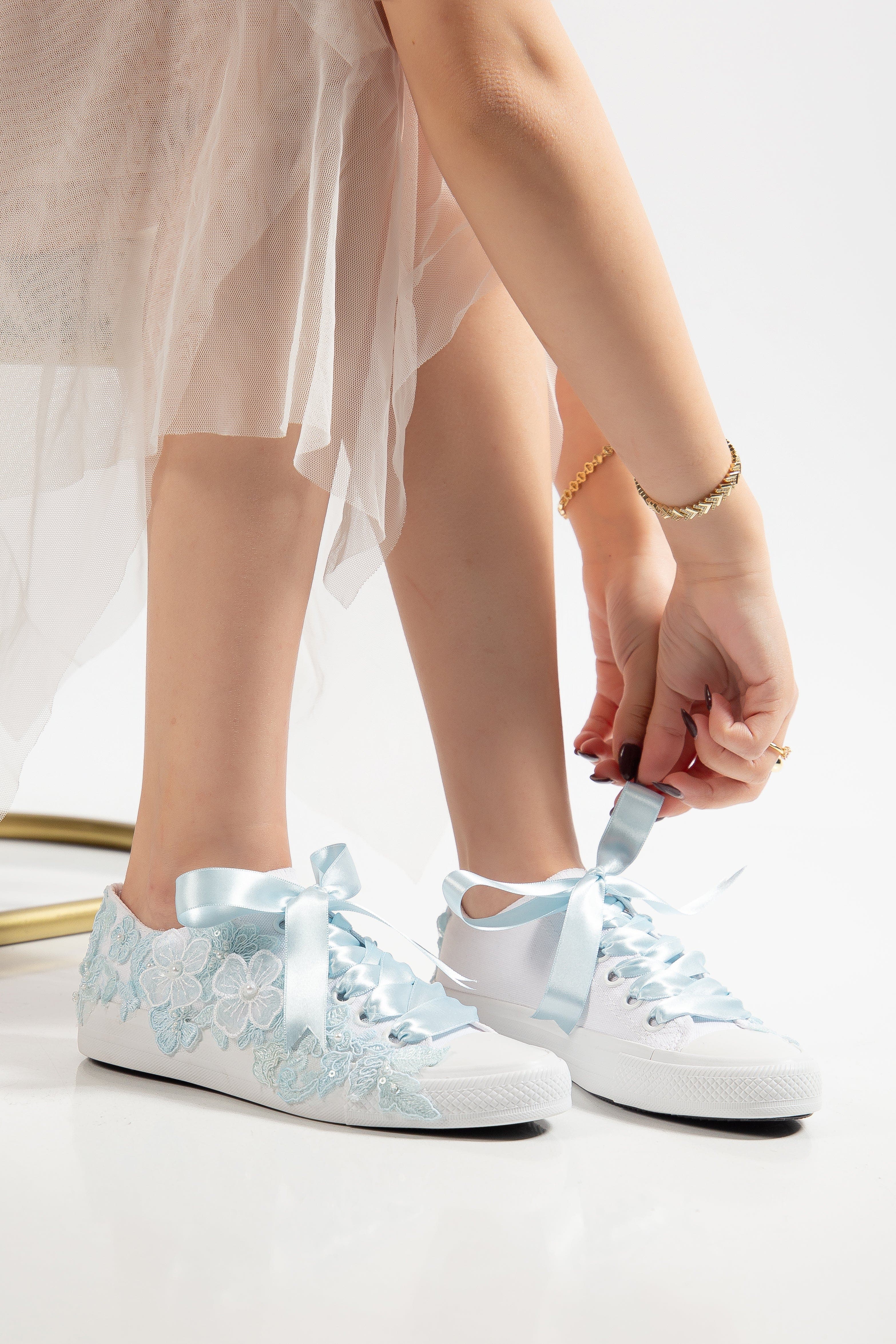 Forever & Always Shoes Serenelle Lace Bridal Sneaker, Alternate, color, Baby Blue
