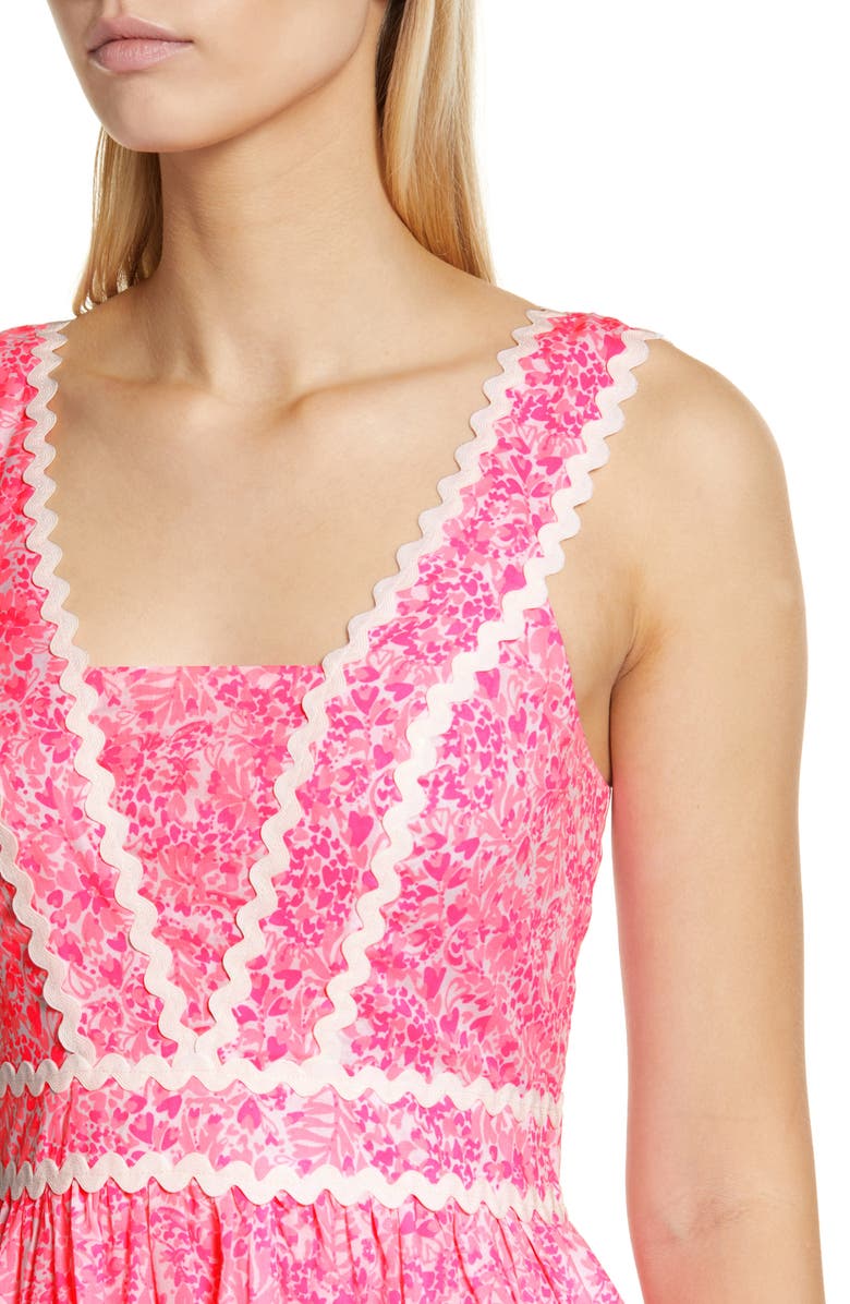 Lilly Pulitzer<sup>®</sup> Pollie Floral Rickrack Tiered Cotton Dress, Alternate, color, 