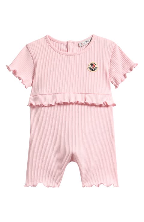 Ruffle Trim Rib Cotton Romper (Baby)