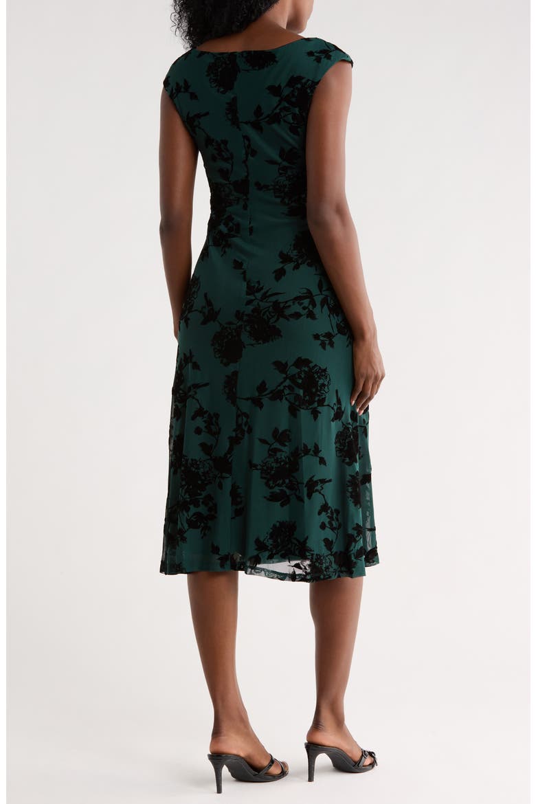 Floral Jacquard Mesh Midi Dress, Alternate, color, HUNTER