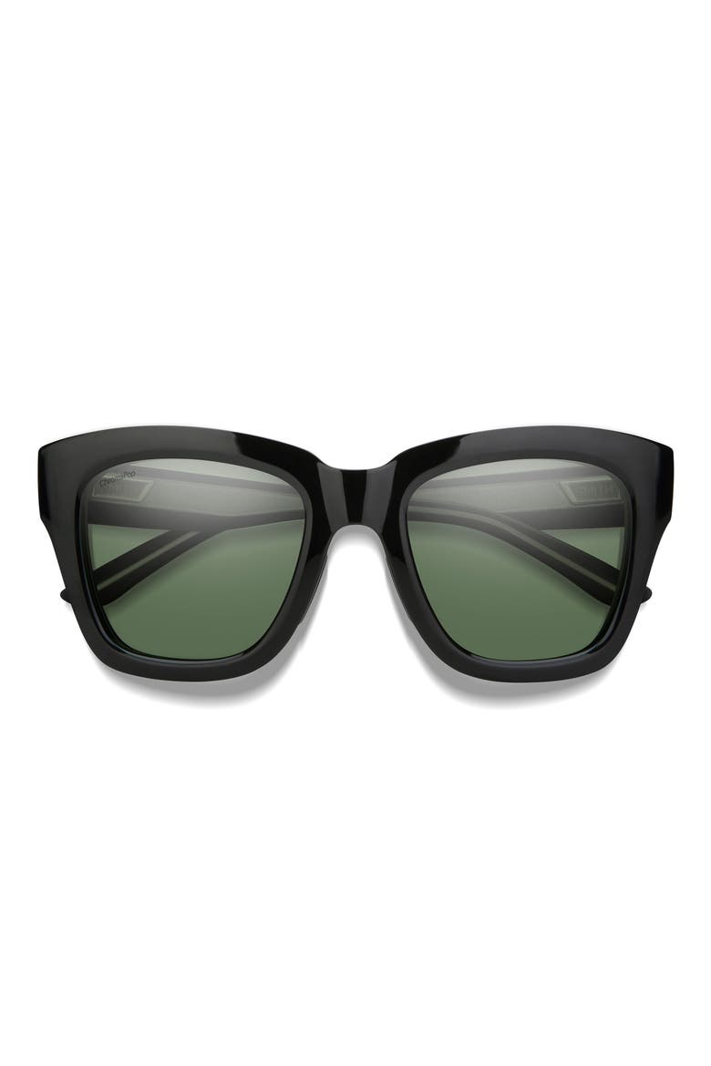 Sway 52mm ChromaPop™ Polarized Square Sunglasses, Main, color, BLACK / CHROMAPOP GRAY GREEN