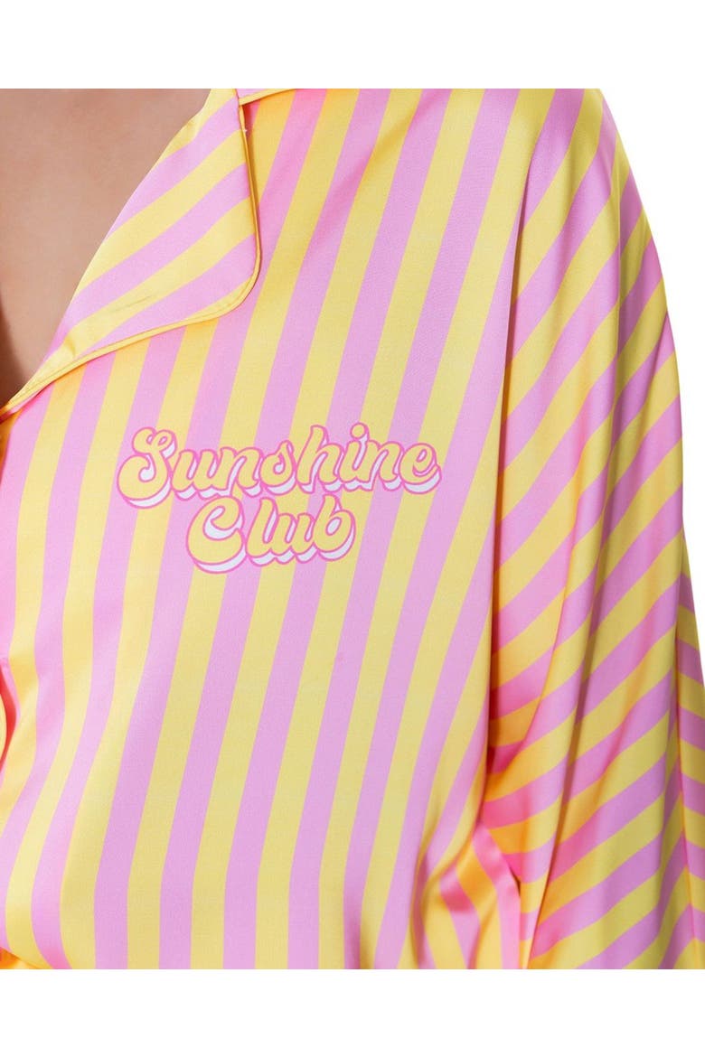 Sunshine Club Silky 3/4 Sleeve Shorts Set, Alternate, color, Yellow Stripe